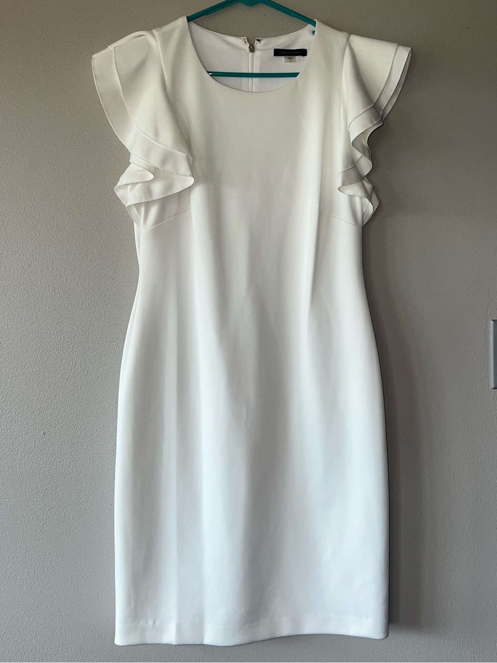 Tommy Hilfiger White Ruffle-Sleeve Midi Dress